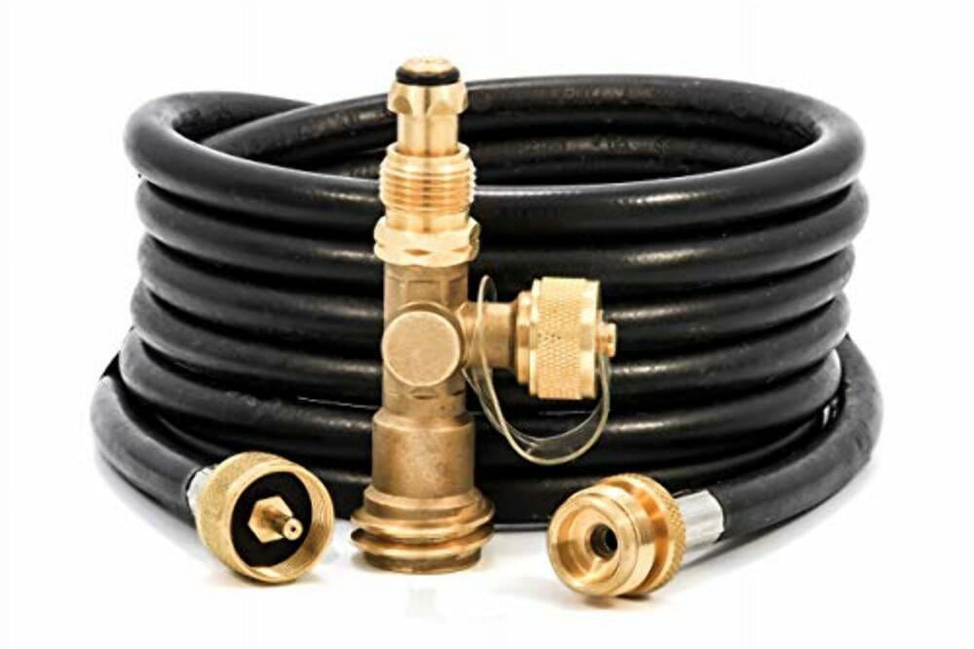 Camco Camper/RV Propane 3-Port Brass Tee with 12-Ft Propane Hose | Includes a Female POL, Excess Flow Soft Nose POL & 1"-20 Male Throwaway Cylinder Thread (59103) - image 2 of 10