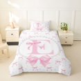 thumbnail image 2 of Manfei Pink Letter Monogrammed E Twin Bedding for Girls Women,Kids Teens Princess Pearl Bow Knot Duvet Cover Set,Pink Reversible,Luxury Bedroom Decor,2pcs,No Comforter, 2 of 6