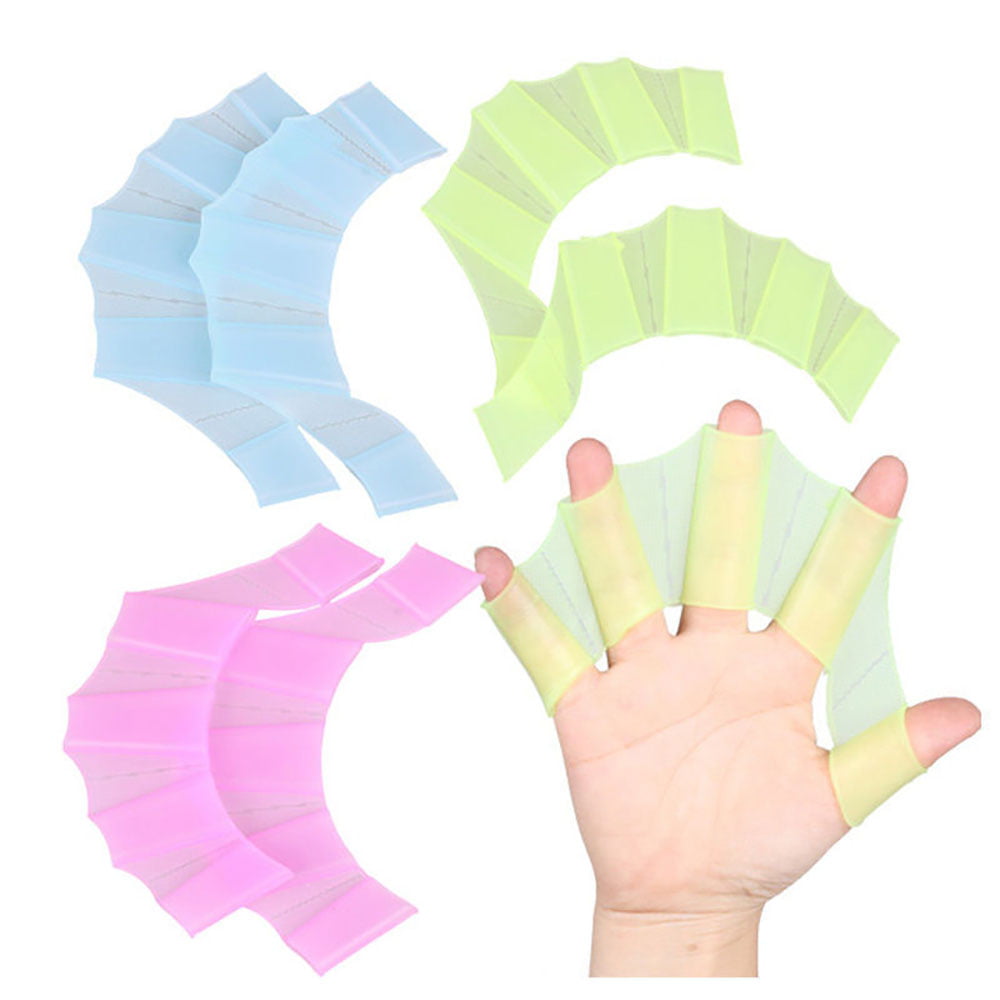 Swimming Learning Silicone Swimming Hand Fins Flippers Palm Finger Webbed Gloves 
