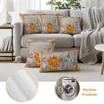 thumbnail image 6 of Orange Pumpkin Fall Outdoor Waterproof Pillow Covers, Thanksgiving Botanical Retro Art Decorative Square Throw Pillowcase Sofa Cushion Sham for Patio/Couch/Chair, 20"x20" 2 Pack, 6 of 8