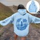 thumbnail image 2 of Y2k Light Blue Oversized Palm Puff Hoodie with Drawstring & Pockets for Teen Girls, 2 of 4