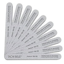 Tachibelle 10 Pcs Premium JAPAN Abrasive 180/180 Medium Washable Zebra File Nail