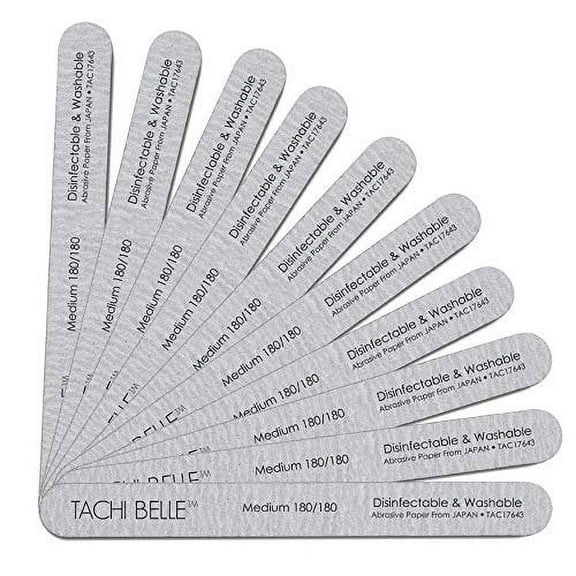 Tachibelle 10 Pcs Premium JAPAN Abrasive 180/180 Medium Washable Zebra File Nail