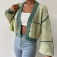 thumbnail image 4 of tklpehg Sweaters for Women Open Front Knitted Sweater Short Coat Loose Cardigan Lightweight Long Sleeve Casual Solid Color Outerwear (Green,S), 4 of 7