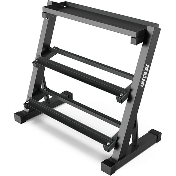 BEKING Dumbbell Rack, 3 Tier Weight Storage Rack for Dumbbells, Kettlebells, Multilevel Free Weight Organizer Stand for Home Gym Fitness, 1000-Pound Capacity