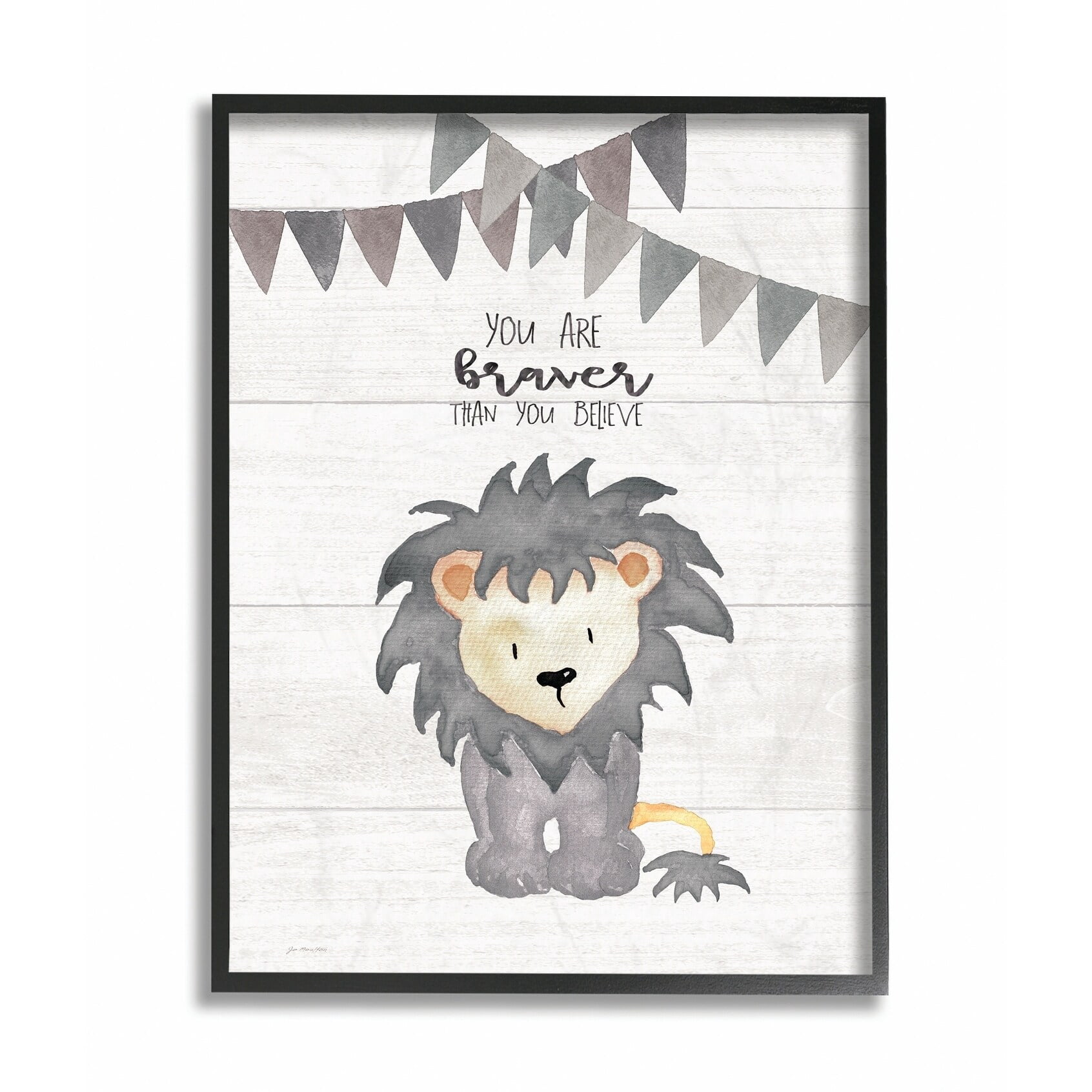 The Kids Room by Stupell You Are Braver Lion Framed Wall Art by Jo Moulton