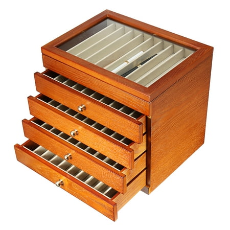 Kadell Wood Case Holder 5 Layer Large Wooden Box Fountain Pen Display Display Storage 50Pens - ON
