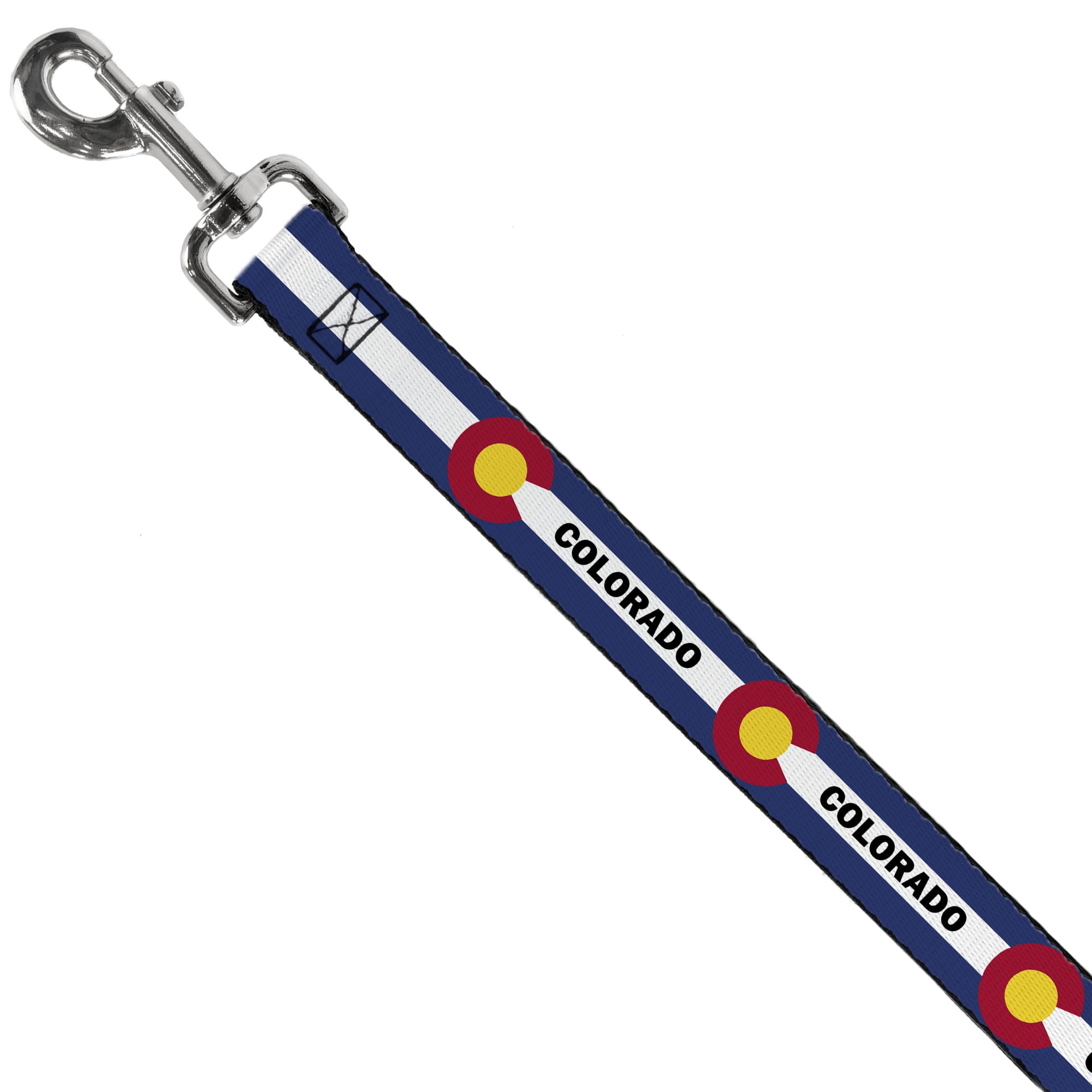 Buckle-Down Pet Leash, Dog Leash, Colorado Text Flag Blue White Red Yellow, 6 Feet Long 1.0 Inch Wide