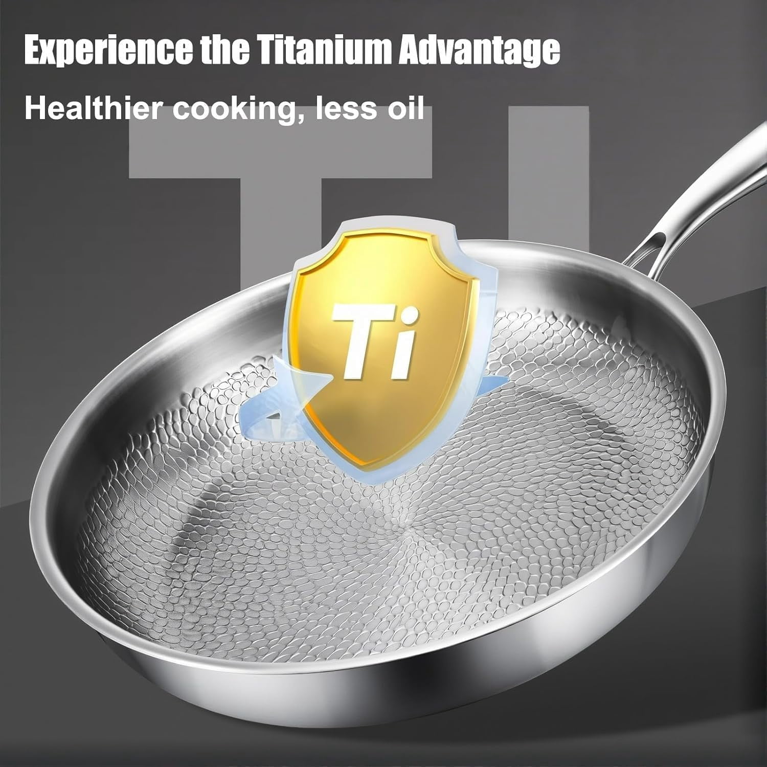 Titanium Hammered Pan Pro with Lid, 2025 Ultra Durable Pure Titanium Nonstick Frying Pan, Multifunctional Non Stick Frying Pans (XL/11.81 in)