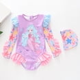 thumbnail image 2 of Swim Suits for Girls Small Medium Large Sun Long Sleeve Colorful Ruffled Kids Beachwear, 2 of 4