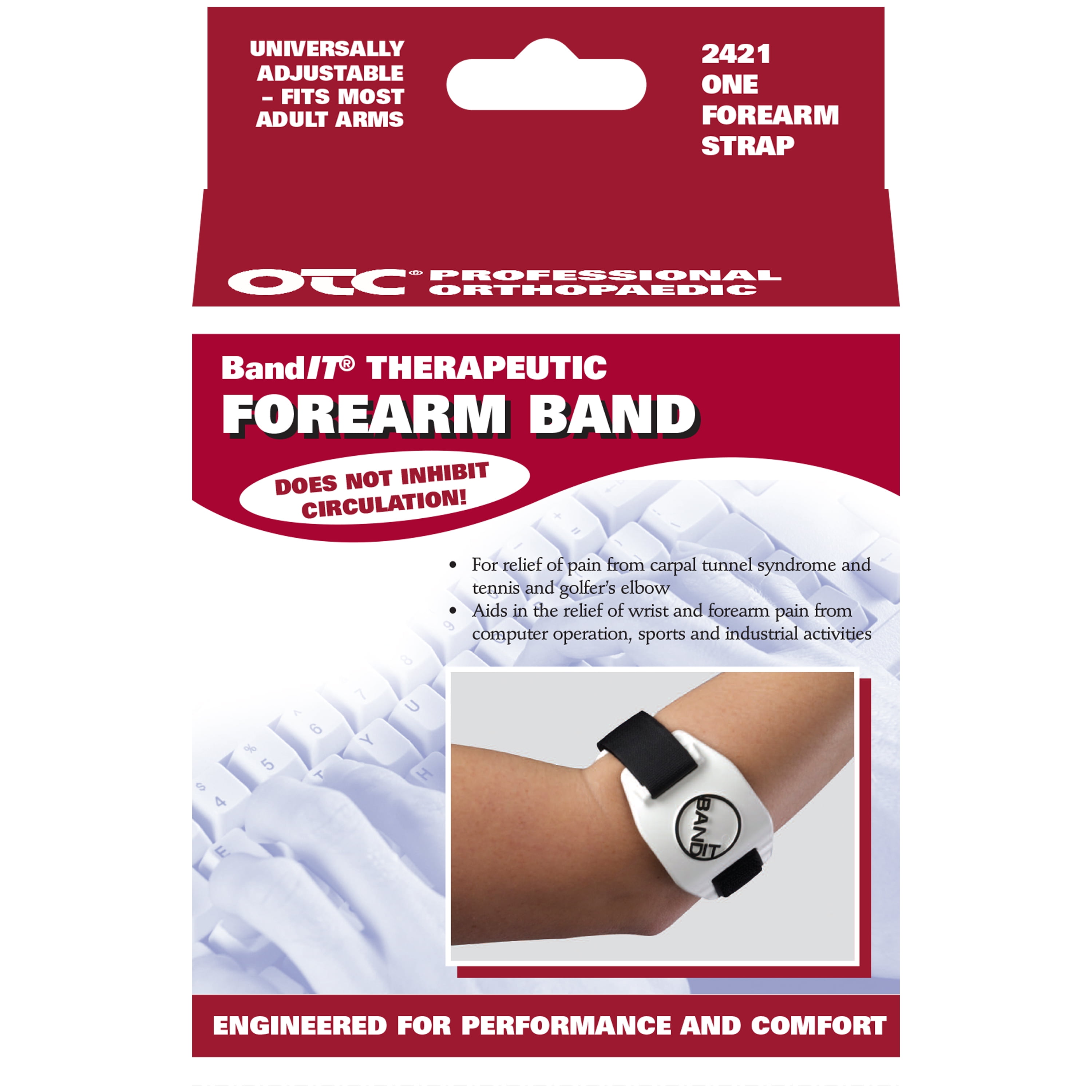 Band-It Forearm Band, White, Adjustable / Universal 