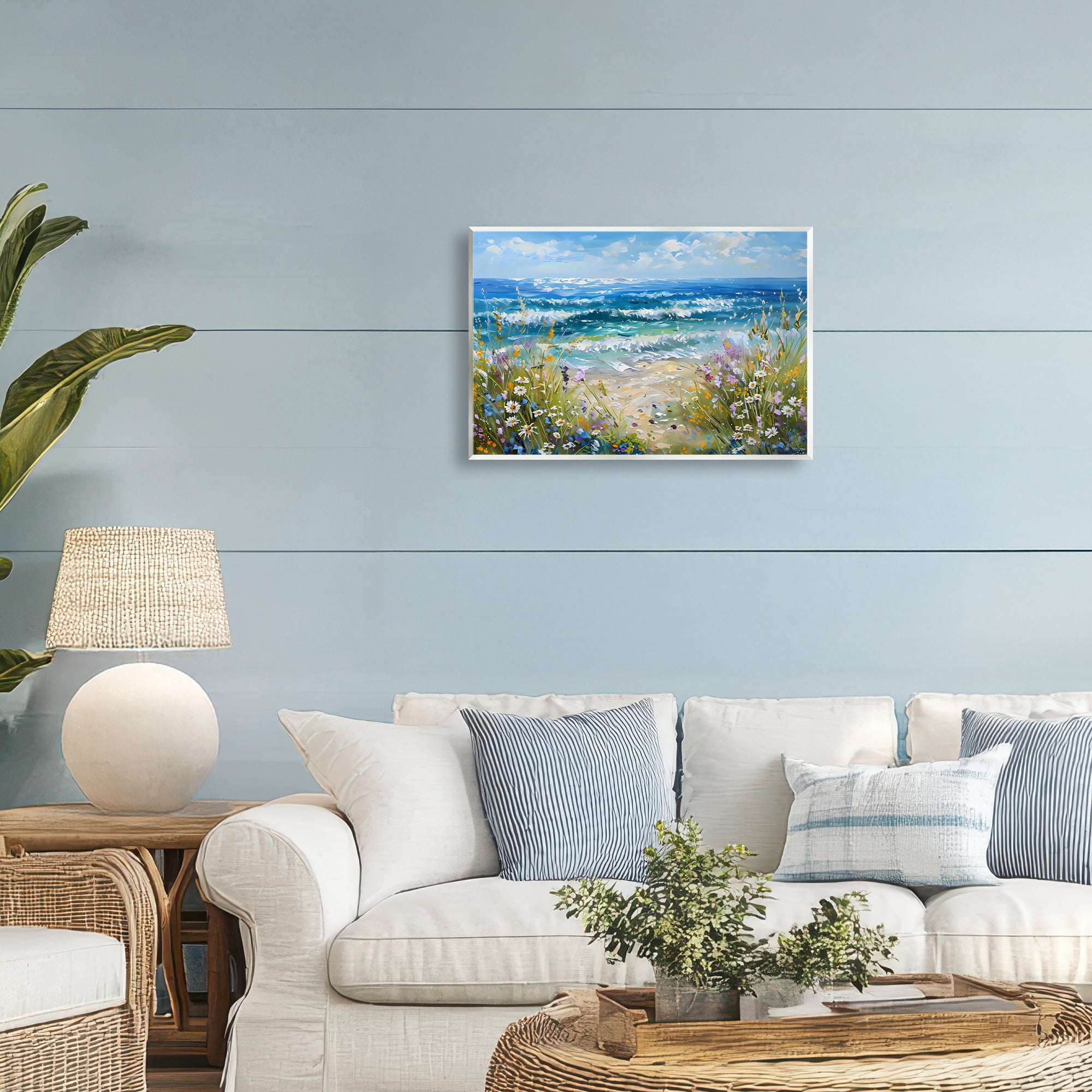 Stupell Industries Floral Beach Meadow by Ocean Wall Plaque Art, design by Creative Studio