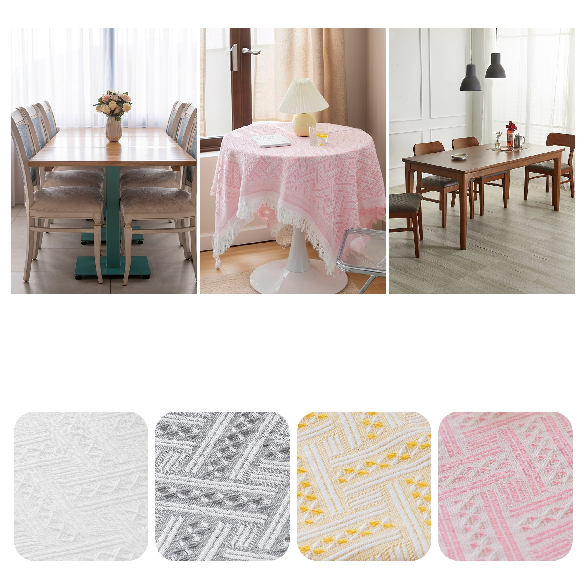 Unique Bargains Tablecloths with Tassel for Multiple Use Pink 35.4"x35.4"