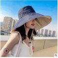 thumbnail image 3 of Sombrero de pescador de doble cara para mujer, estilo japonés de verano, 15 cm, ala grande, para viajes, parasol, protección solar, sombrero de lavabo con protección UV, 3 of 6