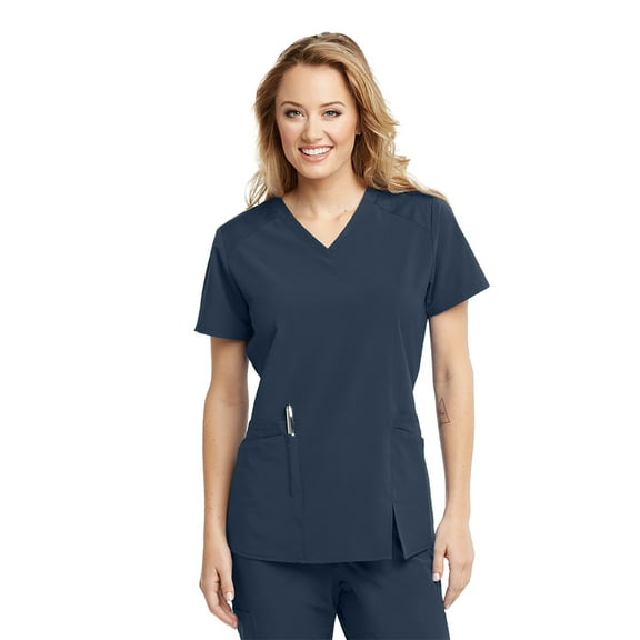 Grey's Anatomy Barco One Wellness Women's BWT012 4 Pocket Scrub Top-Steel -Large