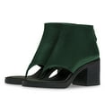 thumbnail image 5 of FSJ Women Open Split Toe Platform Sandal Boots Zip up Stacked Block Mid Heels Fashion Outdoor Party Booties Size 8 Dark Green, 5 of 5