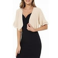 thumbnail image 6 of BODOAO Women's Cardigan Bolero Shrug Ruffle Short Sleeve Open Front Loose Sheer Jackets for Tops European and American New Ladies Chiffon Sleeve Short Sleeve Cardigan Beige L, 6 of 7