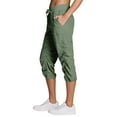 thumbnail image 5 of TQWQT Army Green Capri Pants for Women Stretch Active Pants Quick Dry Wide Leg Plus Size Cargo Joggers Yoga Capris with Pockets Army Green L, 5 of 8