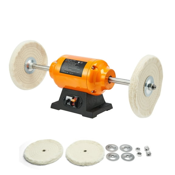 KFFKFF 1/2HP Dual-Speed Bench Buffer Polisher, 8-Inch Buffing Machine with 1725RPM/3450RPM, Includes 2 Cotton Wheels & Durable Cast Iron Base for Polishing Metal, Jewelry, and Wood