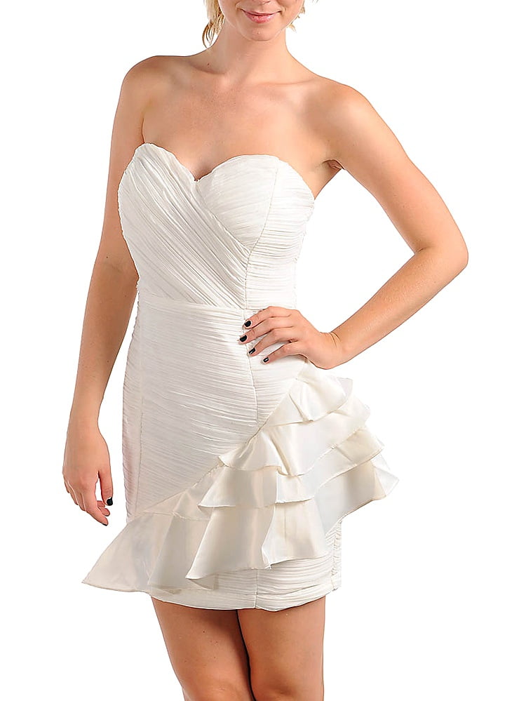 strapless dress with ruffle bottom