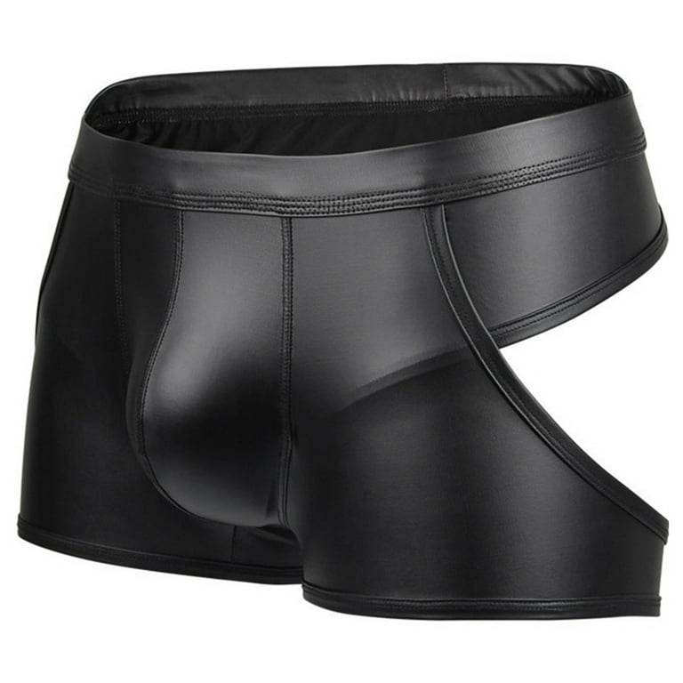 Leesechin Womens Underwear Men Sexy Thong Faux Leather Lingerie