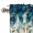 thumbnail image 4 of Peacock Feather Curtain Valances Set Teal Blue Green Leaf Abstract Kitchen Curtains 36&nbsp;inch Length Rod Pocket Valance and Tiers 3 Piece Set Small Bedroom Bathroom Laundry Decor, 4 of 9