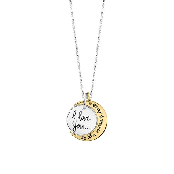 Little Luxuries Little Luxuries Two Tone Sterling Silver And Yellow Gold Flashed I Love You To The Moon And Back Pendant Necklace 18 Walmart Com Walmart Com