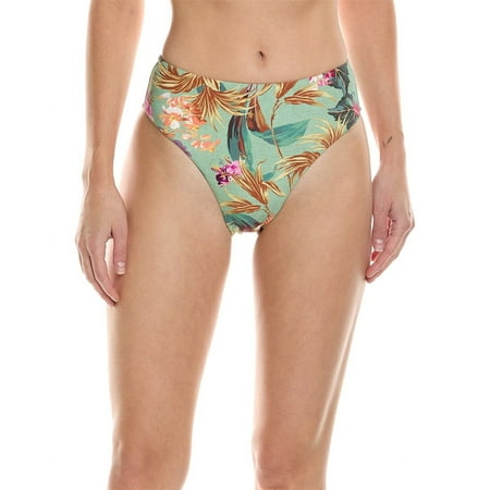 Monte and Lou womens High-Waist High-Leg Bikini Bottom  12  Green