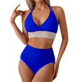 thumbnail image 7 of Women's Bikini Set Solid Color Two Piece Swimsuit with Removable Bra Pads No Underwire for Beach Swimming Vacation,Royal Blue,L, 7 of 7