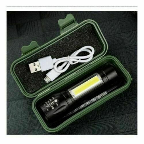 New T6 COB Zoomable Flashlight Torch 18650 USB Rechargeable LED Light Lamp 