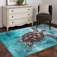 thumbnail image 3 of Coastal Sea Turtle Runner Rug 2.7x5 FT, Non Slip Entryway Carpet, Blue Nautical Summer Beach Vintage Washable Soft Floor Carpet Entrance Mat Non-Shedding Throw Rug for Hallway Laundry Room Bedside, 3 of 9