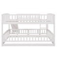 thumbnail image 5 of Harper & Bright Designs Full Over Full Bunk Bed with Slide, Low Wooden Full Size Bunk Bedframe with Fence and Ladder, White, 5 of 14