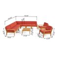 thumbnail image 3 of GDF Studio Parma Outdoor Acacia Wood 9 Seater Sectional Sofa Chat Set, Red, 3 of 12