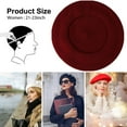 thumbnail image 4 of Women Solid Wool Beret French Artist Warm Beanie Hat Elegant Solid Beret Hat, 4 of 6