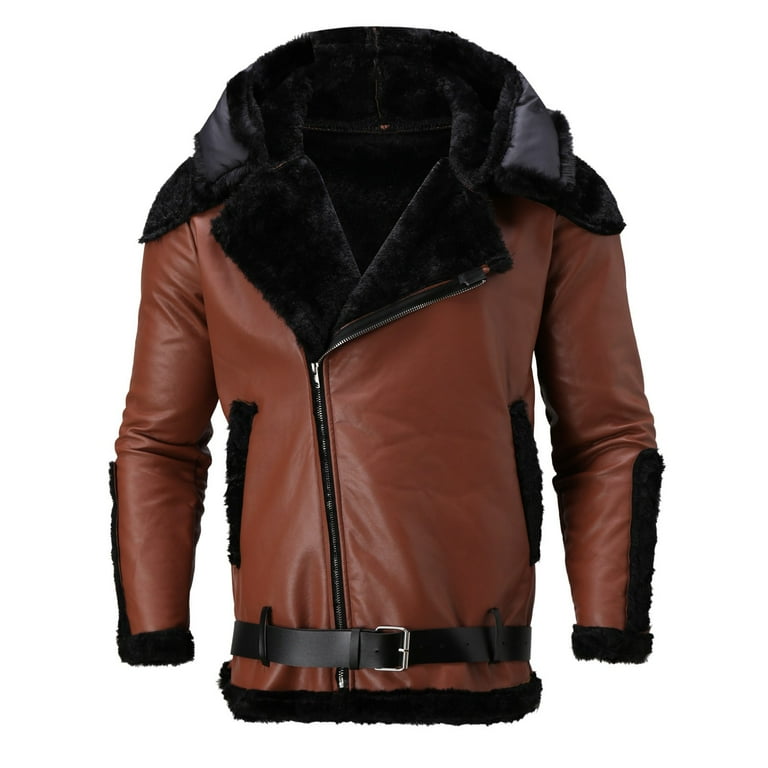 LEEy-world Mens Leather Jacket Men's Puffer Jacket Quilted Lined
