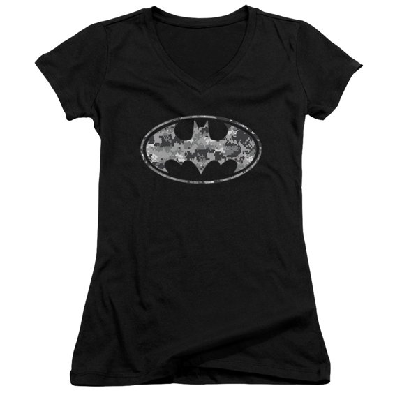 Batman Urban Camo Shield Junior Women's T-Shirt V-Neck Black