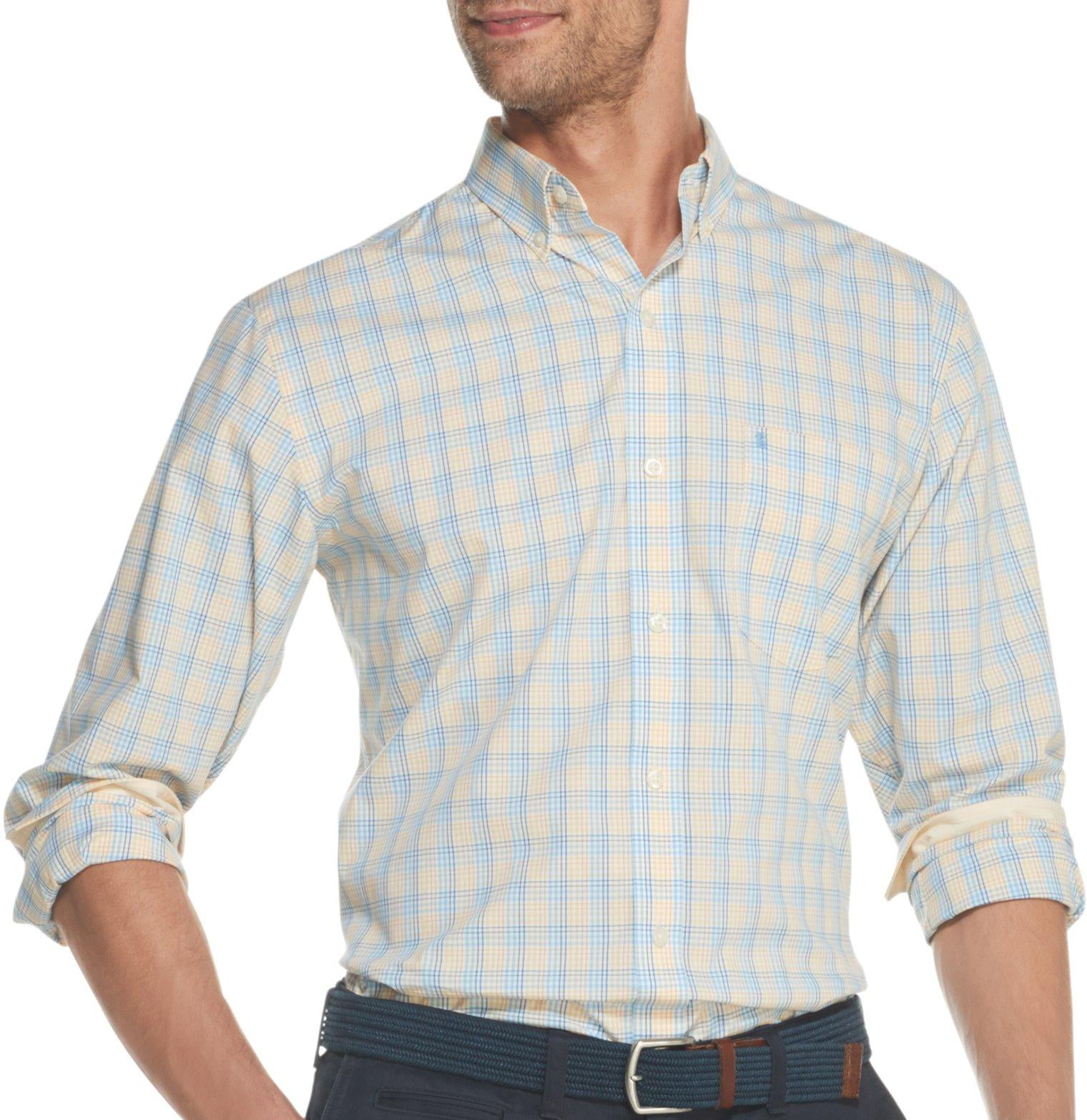 IZOD Mens Premium Essentials Plaid Print Button Down Shirt - Walmart 