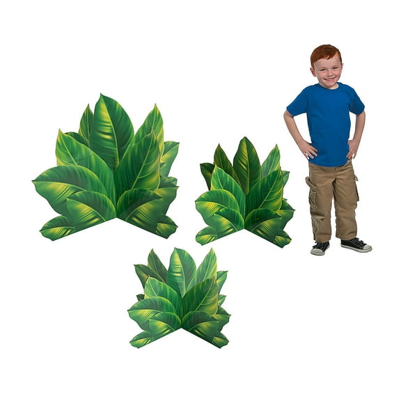 3D Tropical Plant Stand-Ups, Party Decor, Luau, 3 Pieces