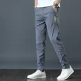 thumbnail image 4 of Pantalones ajustados para hombre, pantalones casuales rectos de seda fría para hombre, ropa fresca para hombre, novedad en diseñador, estilo coreano, holgados, oferta, baratos, 4 of 5