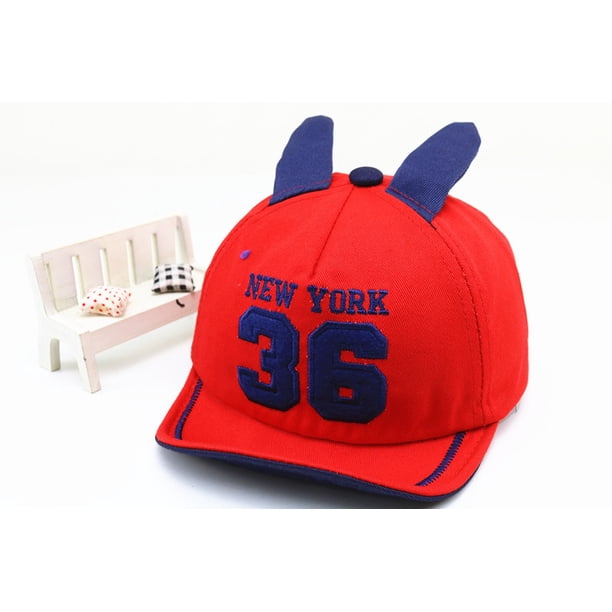 Gorra de béisbol para niños con borde suave bordado con 36 letras, gorra con orejas de dibujos animados para niños y niñas