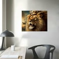 thumbnail image 3 of Nawypu  Set Lion and Lioness Canvas Wall Art Brown Lion with Gold Crown King Animal Picture Artwork for Bedroom Home Decor Stretched and Framed Ready to Hang Each Size, 3 of 4