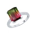 thumbnail image 2 of Sterling Silver with Watermelon Tourmaline and Natural White Topaz Solitaire Ring, 2 of 3