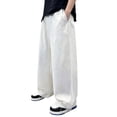 thumbnail image 3 of LYHaoo Boys Casual Loose Fit Straight Leg Pants Lightweight Breathable Summer Trousers For Outdoor Play Wide Leg Pants for Boys(White), 3 of 6