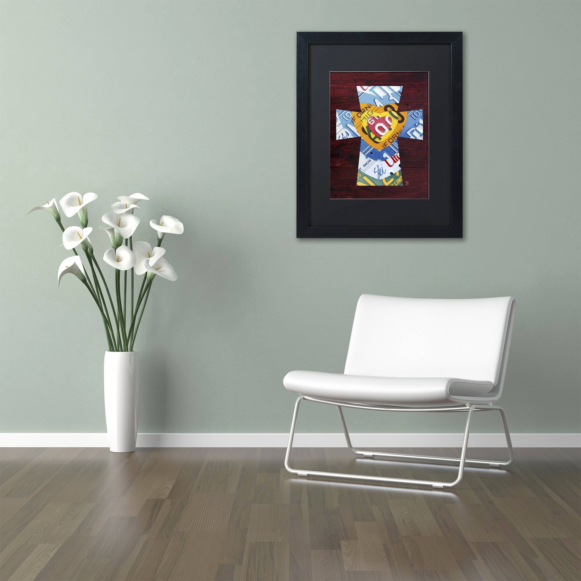 Trademark Fine Art 'Heart Cross' Canvas Art by Design Turnpike, Black Matte, Black Frame
