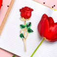 thumbnail image 6 of Milageto Flower Rose Brooch Pin Elegant Decoration Lapel Pin for Clothes Banquet Suit Gold Red, 6 of 8