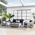 thumbnail image 2 of Lounge Sectional Sofa Chair Set, Rattan, Wicker, Light Grey Gray Blue Navy, Modern Contemporary Urban Design, Outdoor Patio Balcony Cafe Bistro Garden Furniture Hotel Hospitality, 2 of 10