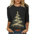 thumbnail image 2 of Turilly Women's Fashion Casual Christmas Printed Round Neck 3/4 Sleeves T-Shirt Tops, 2 of 4