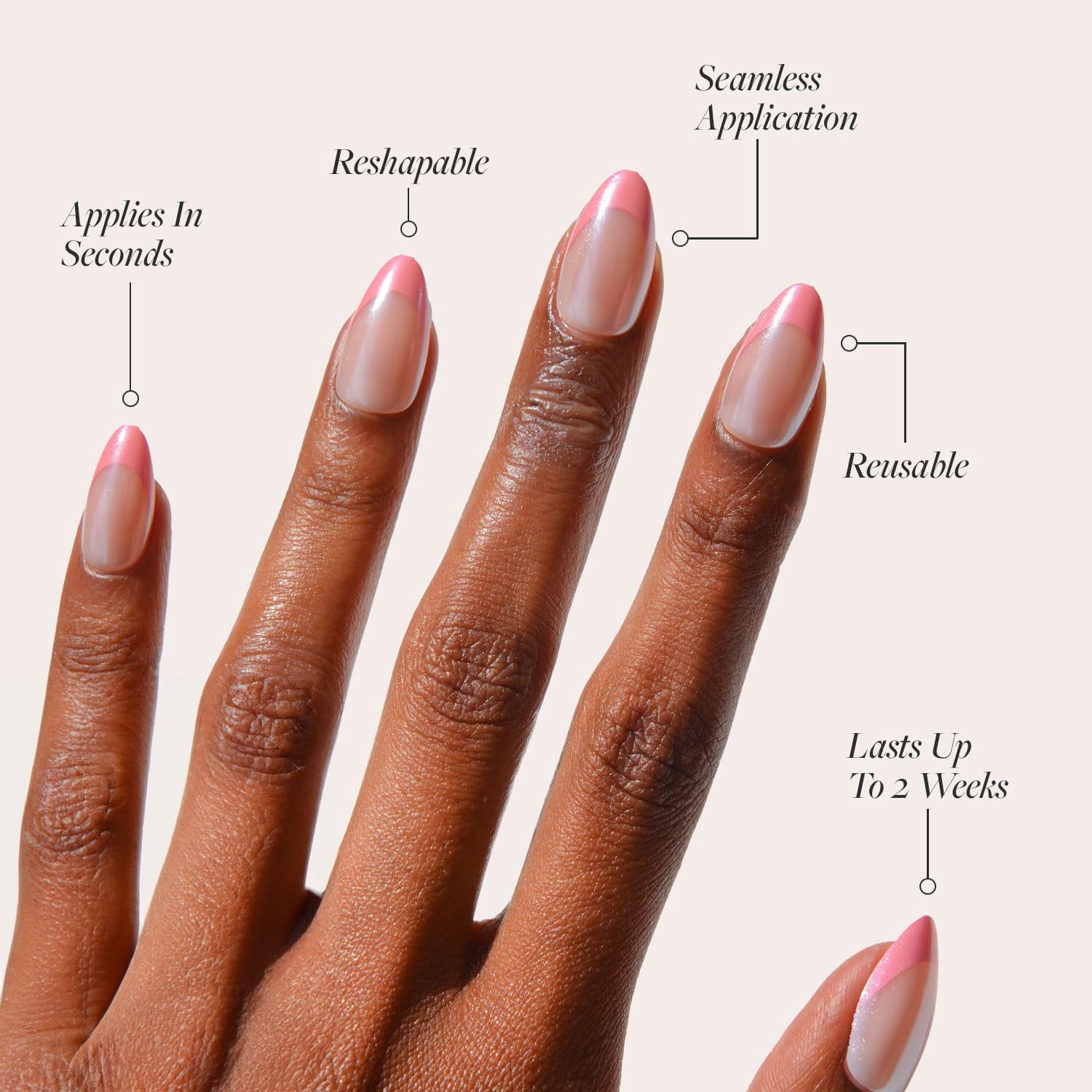 Glamnetic Press-On Nails – Bubble Gum Glaze | Pink French Tip Nails, " Salon Quality" , 30 Count
