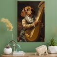 thumbnail image 2 of Dachshund Cute Dog Harp Stretched Canvas Size 8x12 – Retro Dachshund Dog Batter in Action With Harp for Themed Living Room, 2 of 5