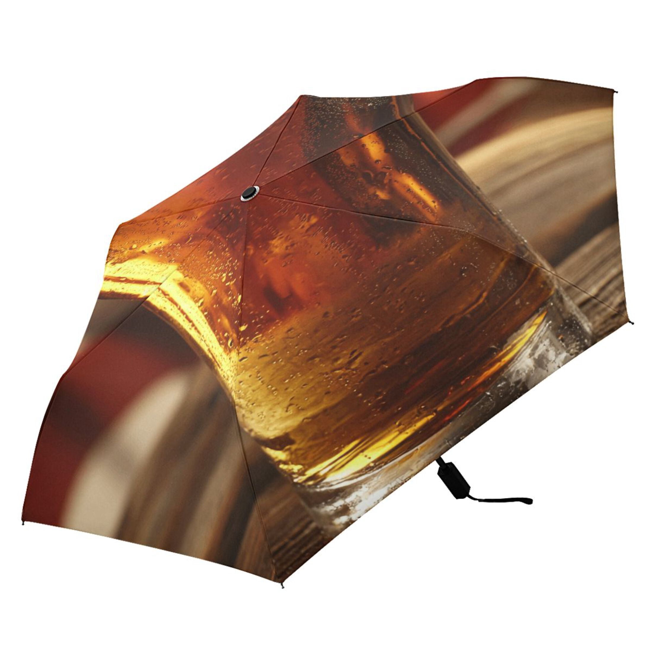 Beers and American Flag Compact Sun Umbrella Windproof Travel Umbrellas for Rain Strong Portable UV Protection